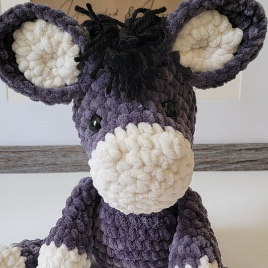 Low Sew - Clyde the Donkey Crochet Pattern, Donkey Crochet, Cute Donkey, Horse Crochet, Donkey Pattern, Quick Crochet Plushie, Mule Pattern