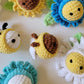 No Sew - Mini Stress Ball Buddies Garden Series Crochet Pattern, Daisy, Sunflower, Forget Me Not, Wasp, Quick Market, Easy Make, Flower, Bee