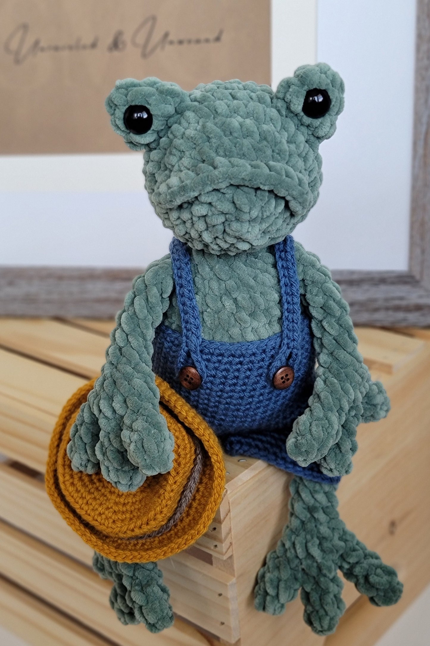 LOW SEW - Herbert the Frog Crochet Pattern – Doll with Overalls (PDF Pattern)