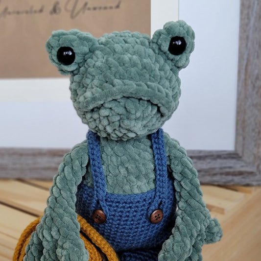 LOW SEW - Herbert the Frog Crochet Pattern – Doll with Overalls (PDF Pattern)