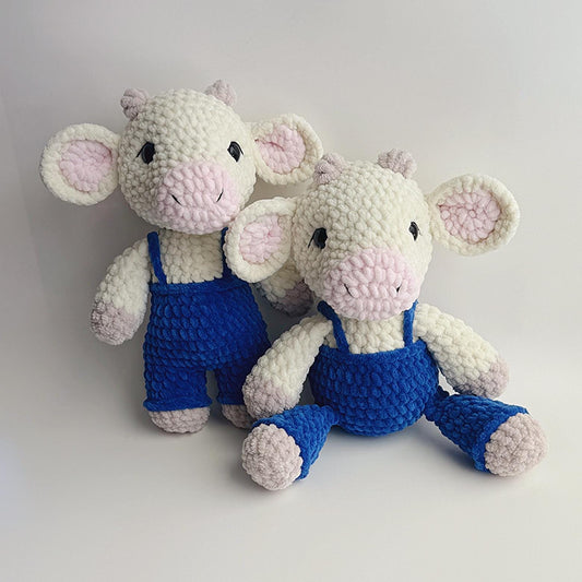 LOW SEW - Calf Crochet Pattern Bundle – Cow Amigurumi in Overalls, Sitting & Standing (PDF)
