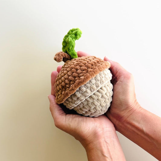 NO SEW - Mini Stress Ball Buddies Acorn Crochet Pattern – Forest Friends (PDF)